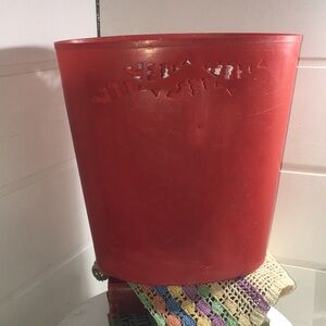 Vintage soft plastic waste can fish cut-out detailing red